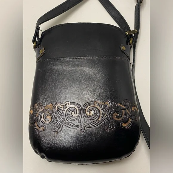 Blue Heart Owl Cross-body Purse Hand tooled Leather Multicolored - Picture 6 of 16